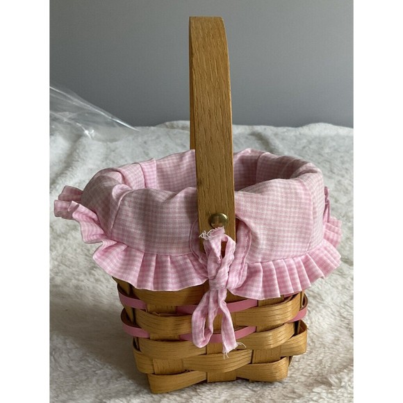 Peterboro Pretty in Pink Small Basket with Fabric Liner Breast Cancer Awareness - Picture 5 of 11